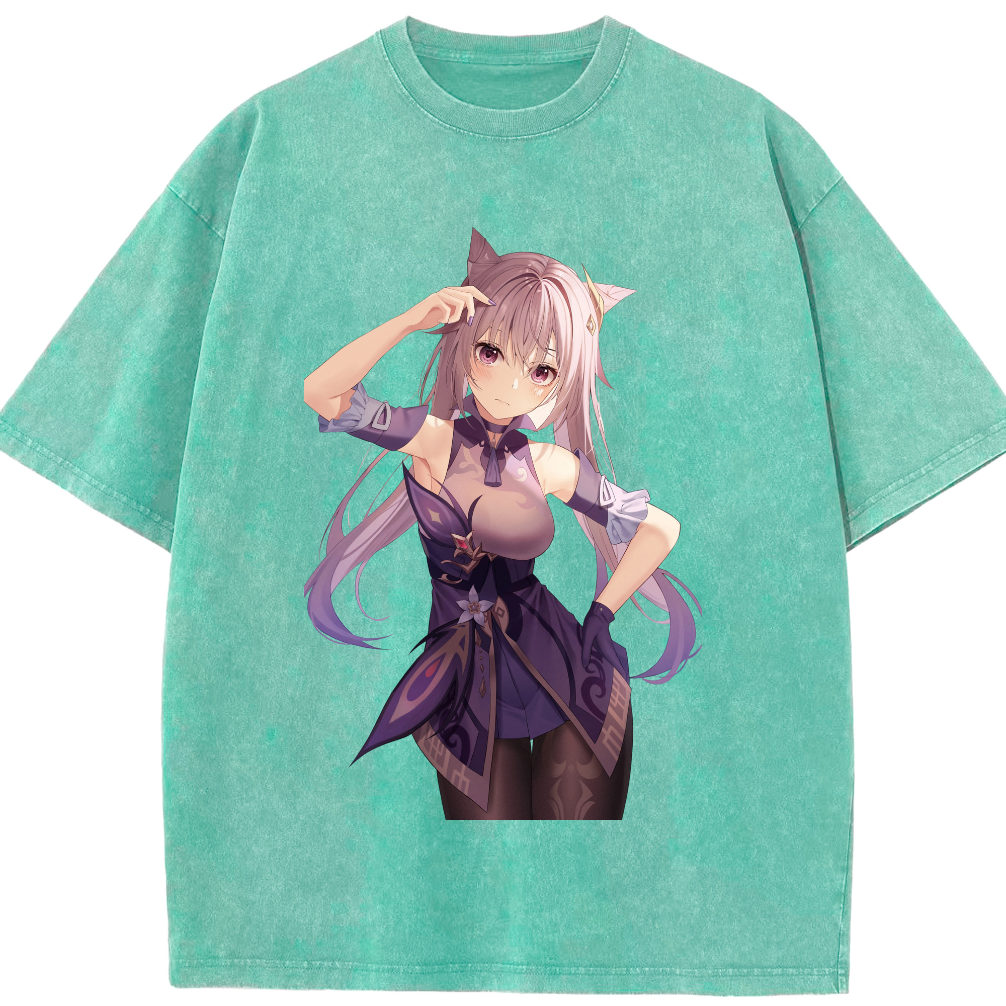 げんし神 刻晴 こくせい genshin Kokusei 綿100% ヴィンテージ風 半袖Tシャツ（フロントプリント）